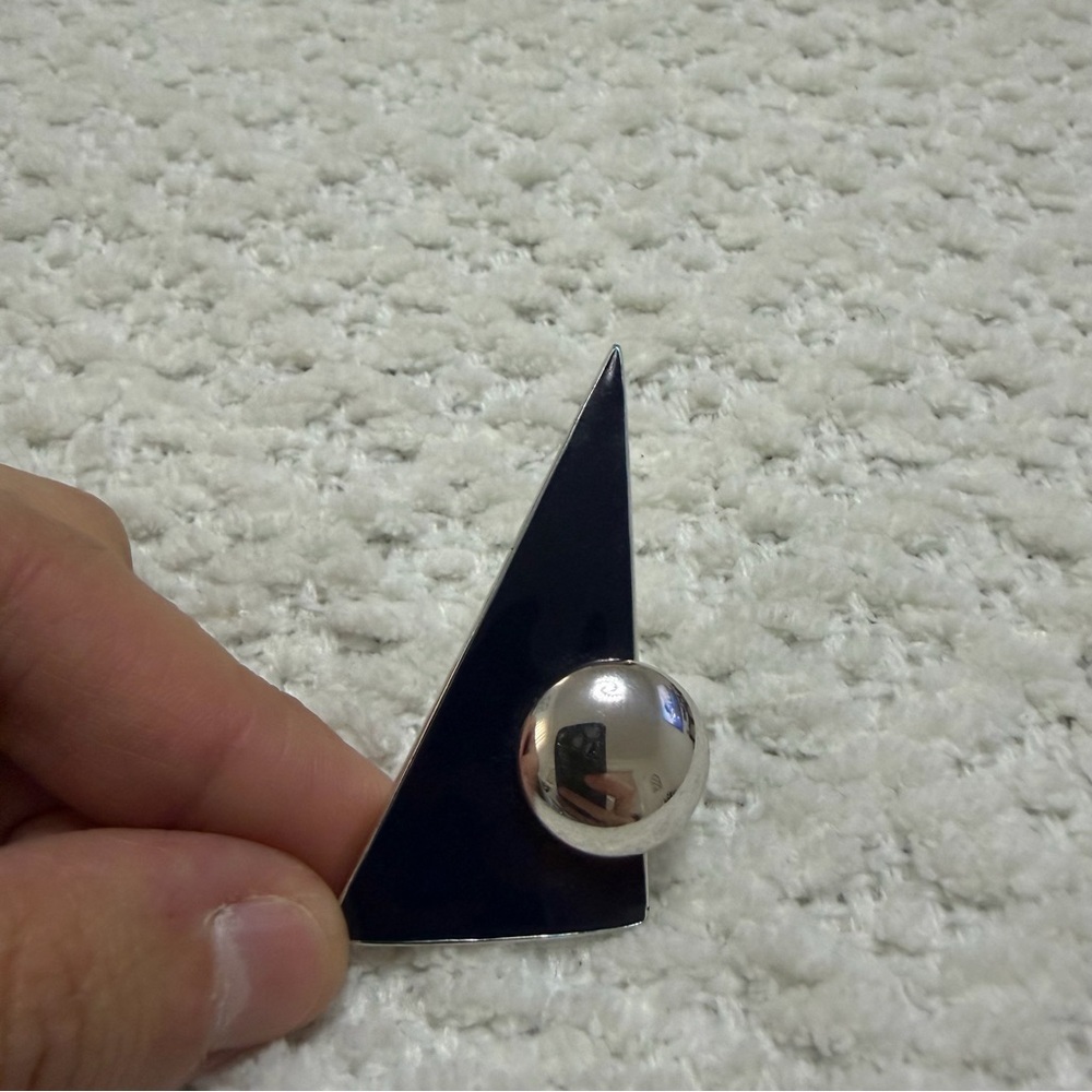 Vintage Monet Triangle Circle Silver Tone New Wave Modern Shapes Art Deco